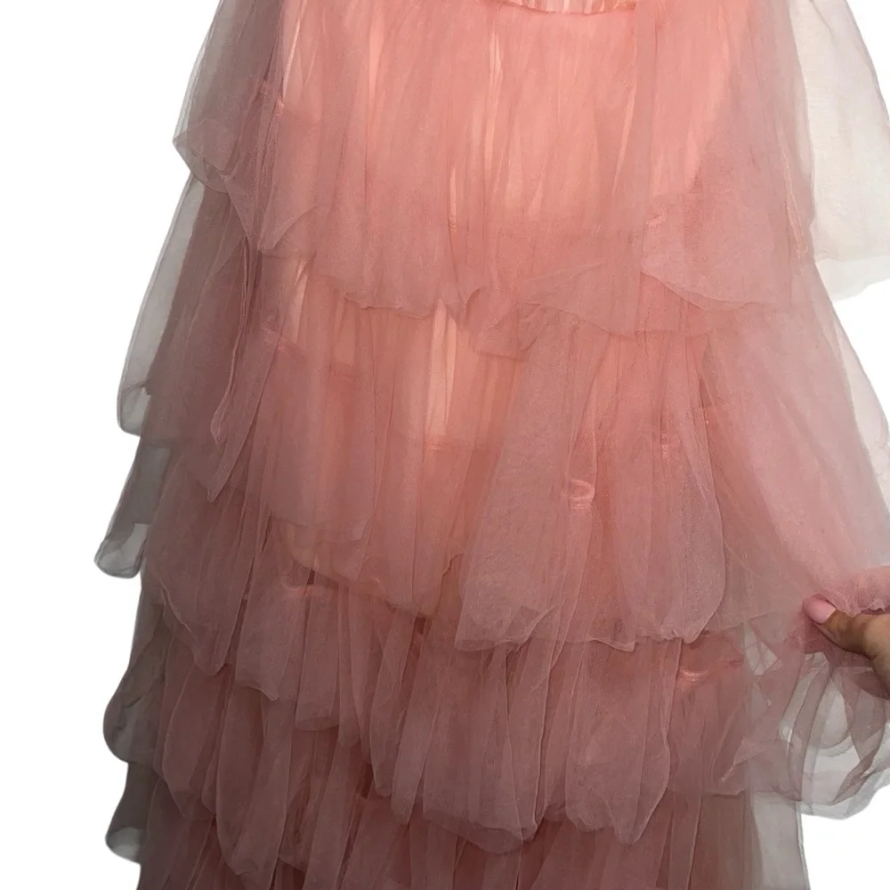 NEW NWT Lovers + Friends Bobbit Strapless Tulle Maxi Gown In Blush Pink